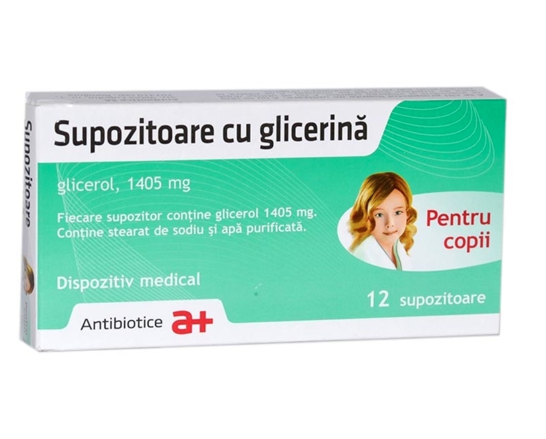 Supozitoare cu glicerina copii, 1405 mg, 12 supozitoare, Antibiotice SA, Antibiotice SA