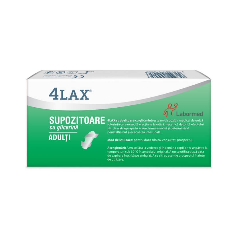 Supozitoare cu glicerina pentru adulti 4Lax, 12 bucati, Labormed