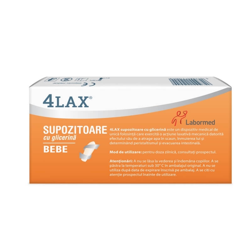 Supozitoare cu glicerina pentru bebelusi 4Lax, 12 bucati, Labormed