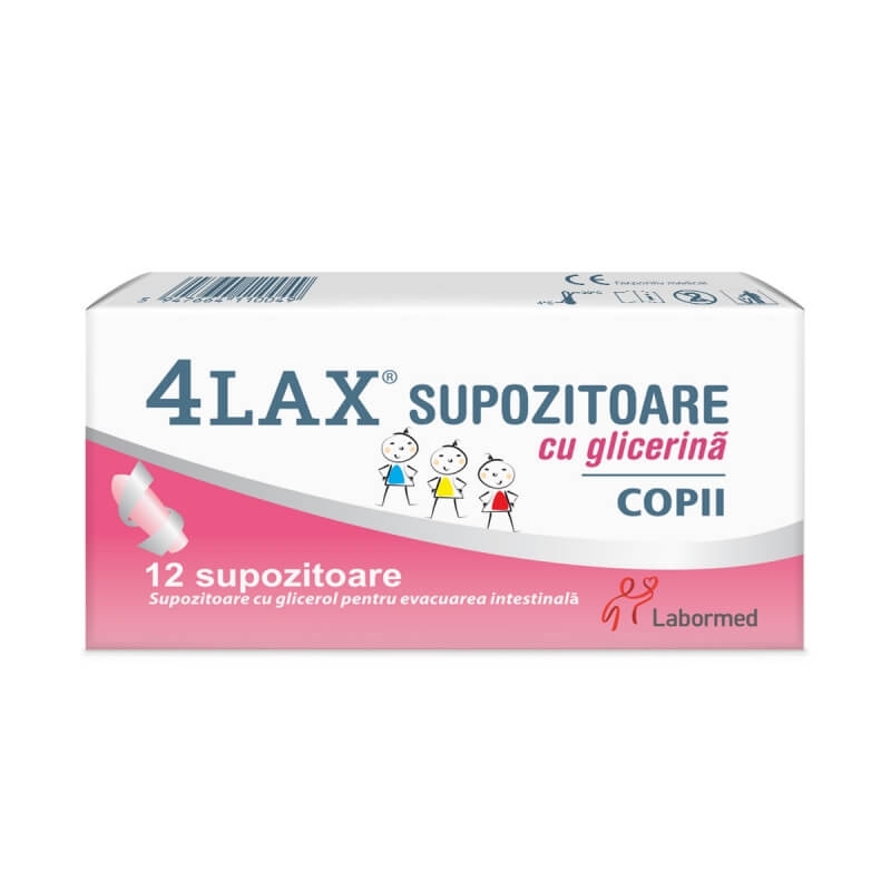 Supozitoare cu glicerina pentru copii 4Lax, 12 bucati, Labormed 