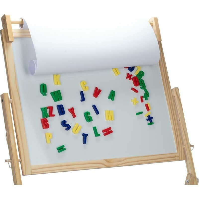 Tablita magnetica, Free2Play, 2 in 1, Cu litere si cifre magnetice, Din lemn, Conform cu standardul european de securitate EN71/123, 3 ani+, Multicolor