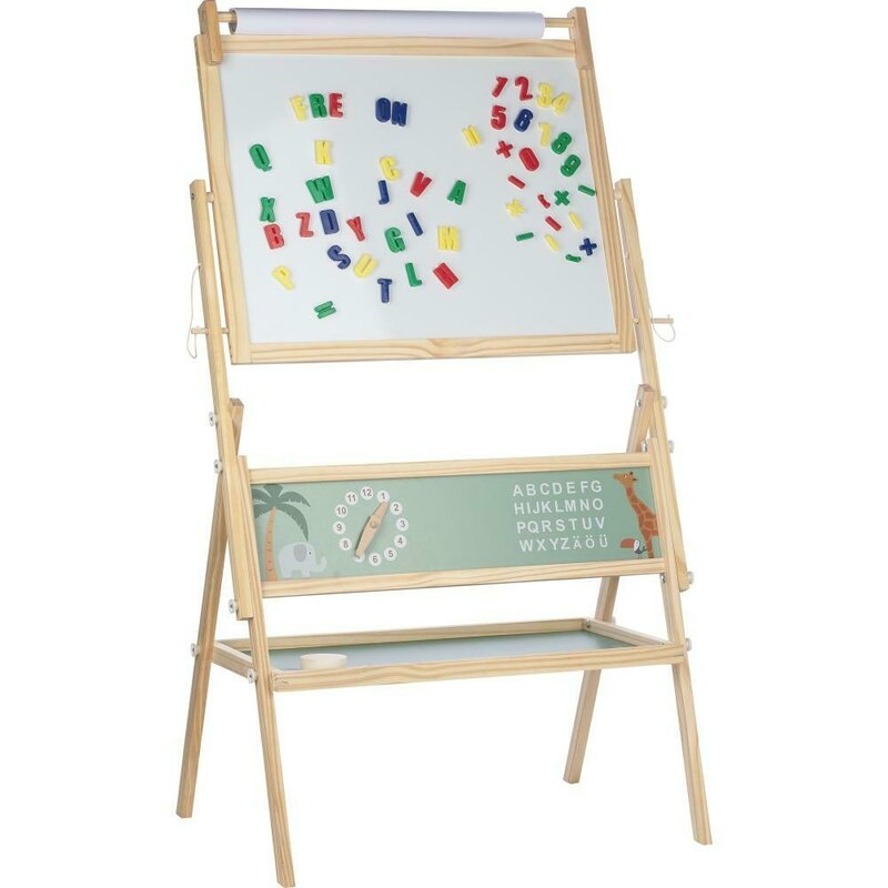 Tablita magnetica, Free2Play, 2 in 1, Cu litere si cifre magnetice, Din lemn, Conform cu standardul european de securitate EN71/123, 3 ani+, Multicolor
