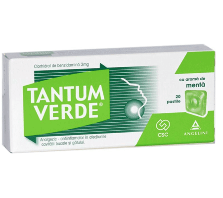 Tantum Verde cu aroma de menta, 3 mg, 20 pastile, Angelini