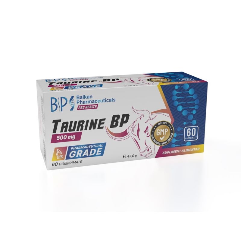 Taurine BP 500 mg, 60 comprimate, Balkan Pharmaceuticals