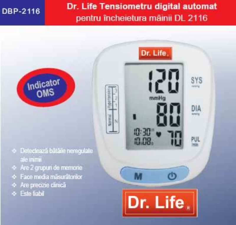 Tensiometru digital automat pentru incheietura mainii, DL2116, Dr. Life