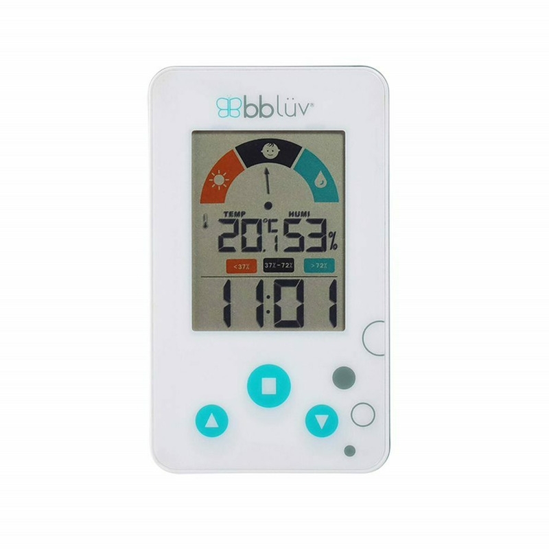 Bbluv - Termometru/Higrometru digital 2 in 1, Igro, Cu ceas si alarma, Ecran LCD, Pe baza de baterii AAA, White