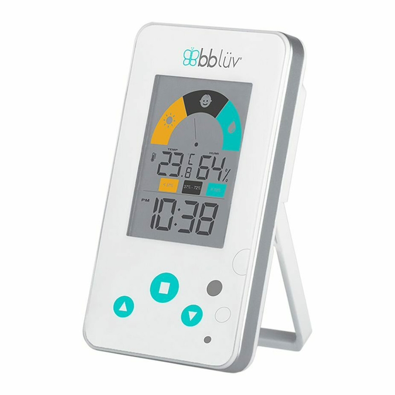 Bbluv - Termometru/Higrometru digital 2 in 1, Igro, Cu ceas si alarma, Ecran LCD, Pe baza de baterii AAA, White