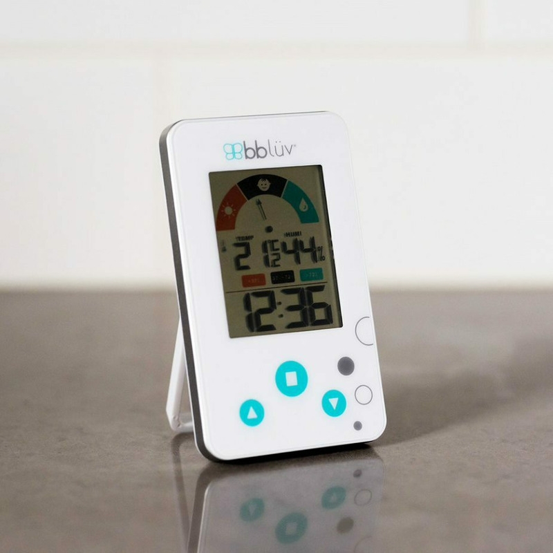 Bbluv - Termometru/Higrometru digital 2 in 1, Igro, Cu ceas si alarma, Ecran LCD, Pe baza de baterii AAA, White