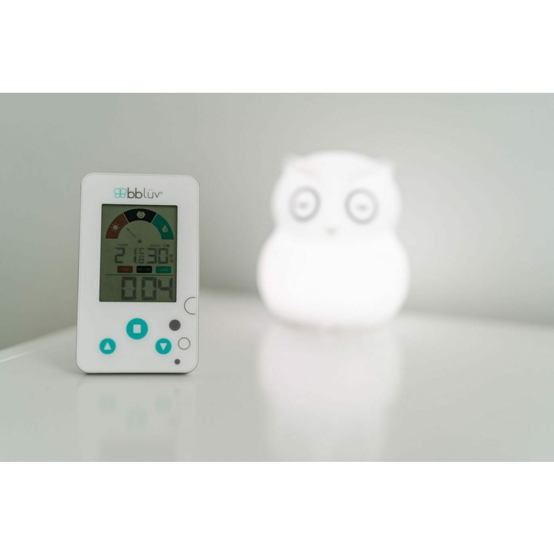 Bbluv - Termometru/Higrometru digital 2 in 1, Igro, Cu ceas si alarma, Ecran LCD, Pe baza de baterii AAA, White