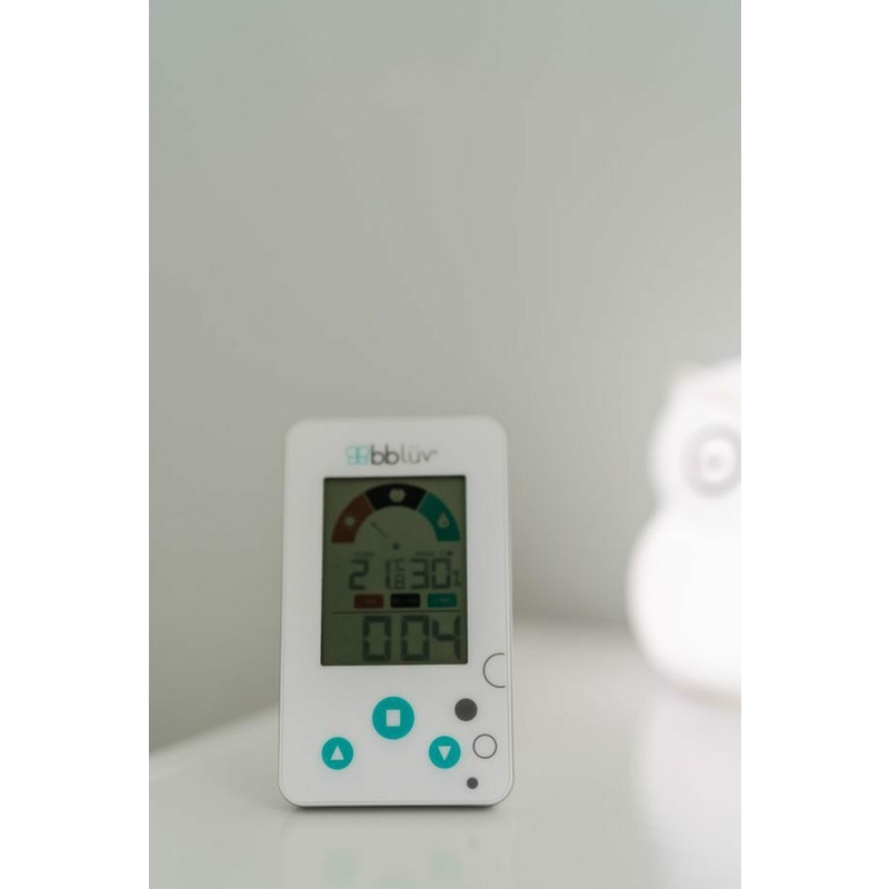 Bbluv - Termometru/Higrometru digital 2 in 1, Igro, Cu ceas si alarma, Ecran LCD, Pe baza de baterii AAA, White