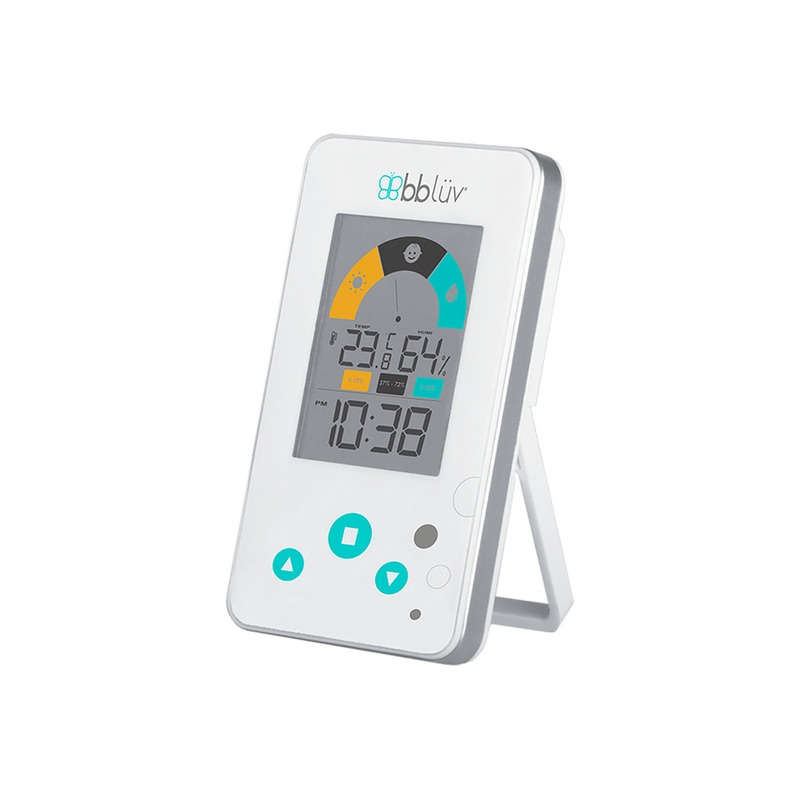 Bbluv - Termometru/Higrometru digital 2 in 1, Igro, Cu ceas si alarma, Ecran LCD, Pe baza de baterii AAA, White