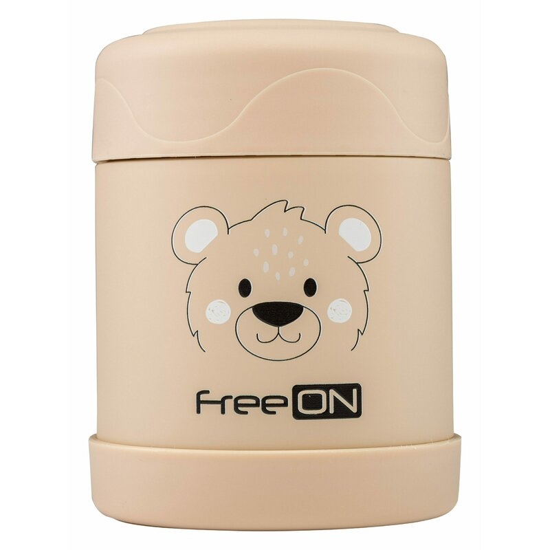 Termos pentru alimente solide Din otel inoxidabil Mentine cald pana la 12 ore si rece pana la 24 ore FreeON Beige Bear