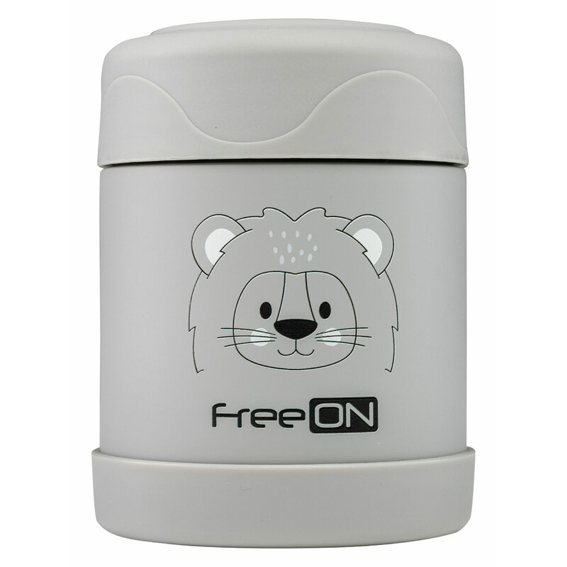 Termos pentru alimente solide Din otel inoxidabil Mentine cald pana la 12 ore si rece pana la 24 ore FreeON Grey Lion