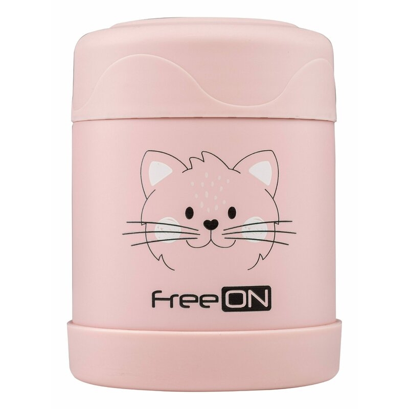 Termos pentru alimente solide Din otel inoxidabil Mentine cald pana la 12 ore si rece pana la 24 ore FreeON Pink Kitty