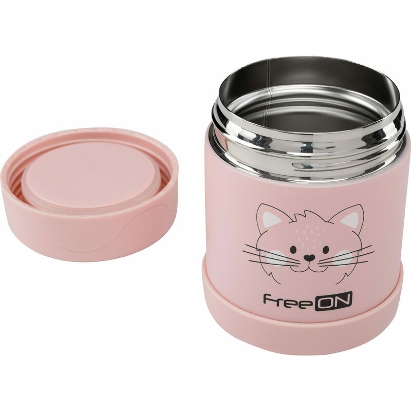 Termos pentru alimente solide Din otel inoxidabil Mentine cald pana la 12 ore si rece pana la 24 ore FreeON Pink Kitty