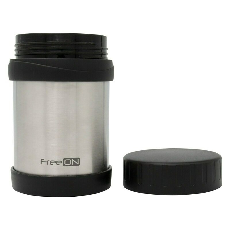 FreeOn - Termos pentru mancare solida, Din otel inoxidabil, 350 ml, Gri