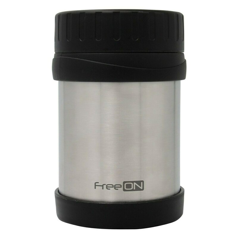 FreeOn - Termos pentru mancare solida, Din otel inoxidabil, 350 ml, Gri