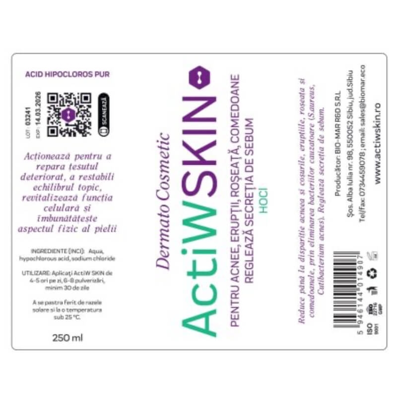 Tratament anti acnee, 250 ml, ActiW SKIN