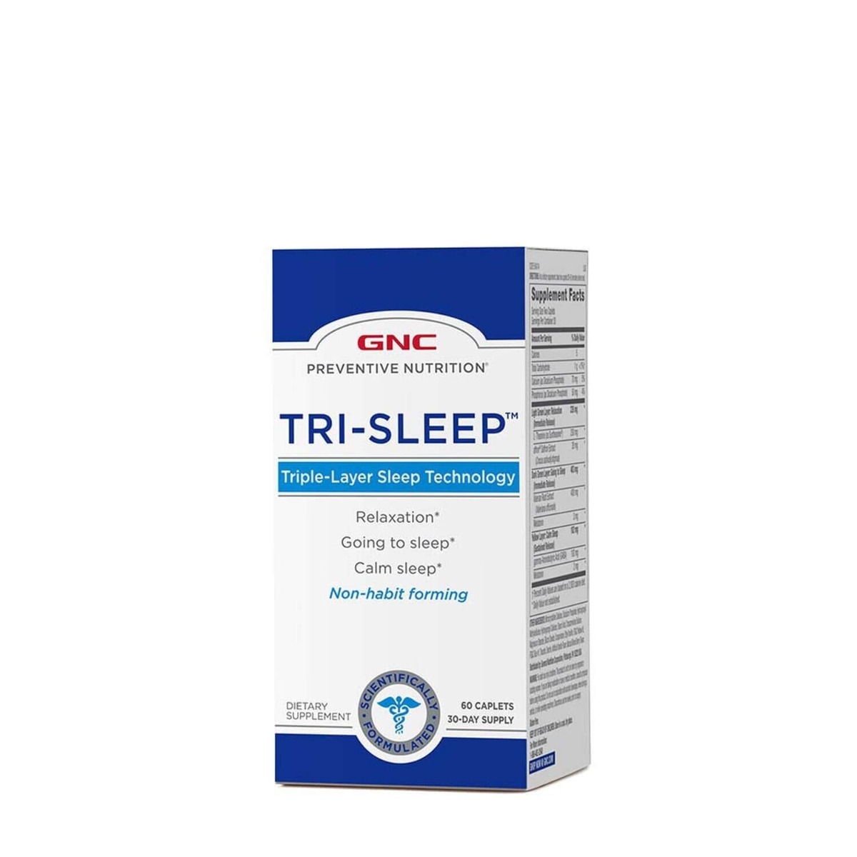 Tri-Sleep formula avansata triplu-strat pentru somn Preventive Nutrition, 60 tablete, GNC