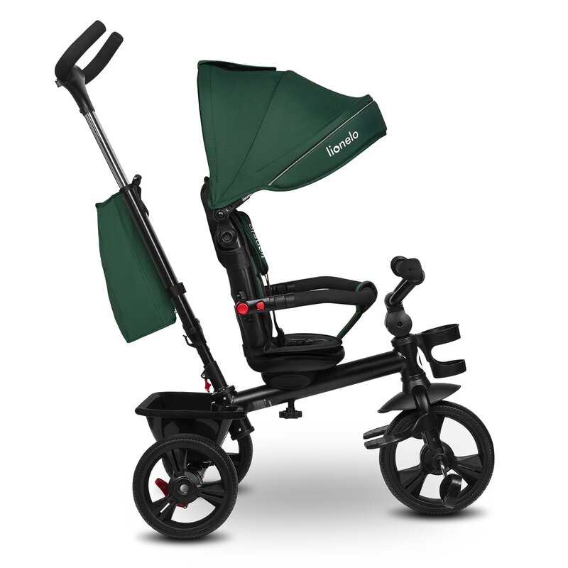 Tricicleta copii, Lionelo, Haari, Suport picioare, Control al directiei, Scaun reversibil, Rotire 360 grade, Pliabila, Conform cu standardul european de securitate EN71, Verde