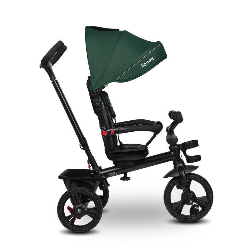 Tricicleta copii, Lionelo, Haari, Suport picioare, Control al directiei, Scaun reversibil, Rotire 360 grade, Pliabila, Conform cu standardul european de securitate EN71, Verde