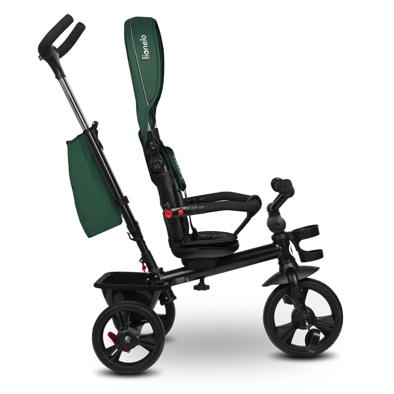 Tricicleta copii, Lionelo, Haari, Suport picioare, Control al directiei, Scaun reversibil, Rotire 360 grade, Pliabila, Conform cu standardul european de securitate EN71, Verde