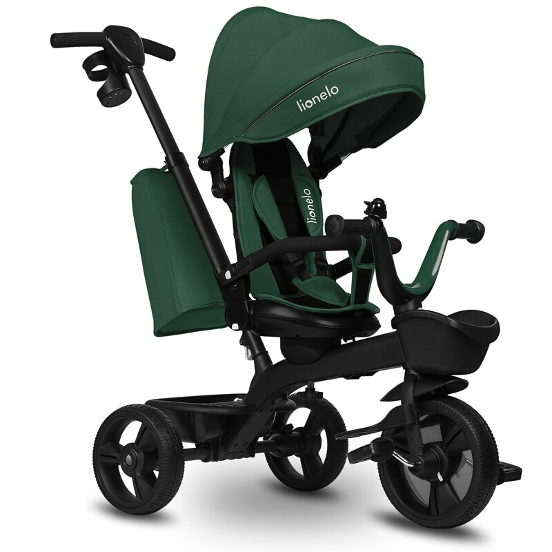 Tricicleta copii, Lionelo, Kori, Cu suport de picioare, Control al directiei, Scaun reversibil, Rotire 360 grade, Pliabila, Conform cu standardul european de securitate EN71, Verde