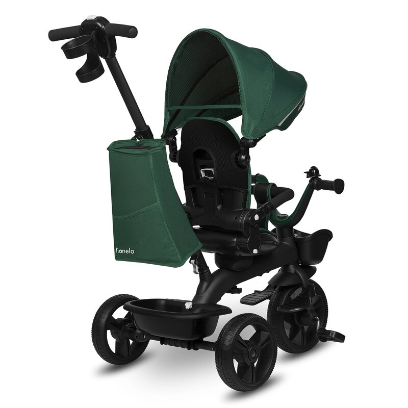 Tricicleta copii, Lionelo, Kori, Cu suport de picioare, Control al directiei, Scaun reversibil, Rotire 360 grade, Pliabila, Conform cu standardul european de securitate EN71, Verde