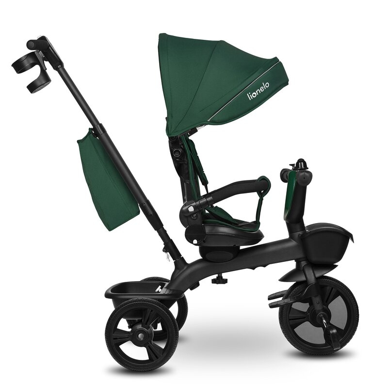 Tricicleta copii, Lionelo, Kori, Cu suport de picioare, Control al directiei, Scaun reversibil, Rotire 360 grade, Pliabila, Conform cu standardul european de securitate EN71, Verde