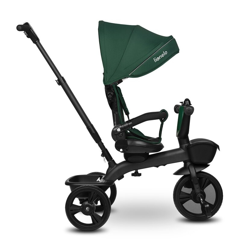 Tricicleta copii, Lionelo, Kori, Cu suport de picioare, Control al directiei, Scaun reversibil, Rotire 360 grade, Pliabila, Conform cu standardul european de securitate EN71, Verde