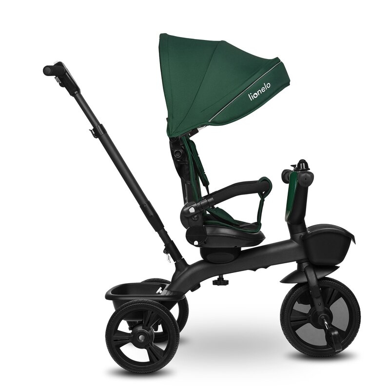 Tricicleta copii, Lionelo, Kori, Cu suport de picioare, Control al directiei, Scaun reversibil, Rotire 360 grade, Pliabila, Conform cu standardul european de securitate EN71, Verde