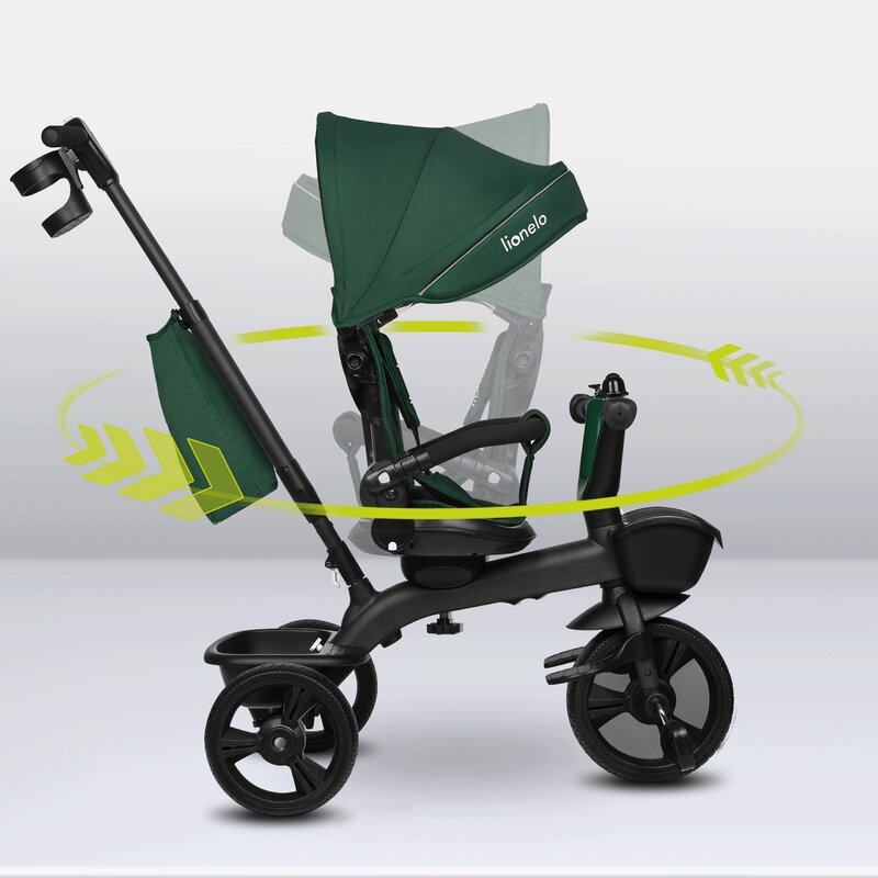 Tricicleta copii, Lionelo, Kori, Cu suport de picioare, Control al directiei, Scaun reversibil, Rotire 360 grade, Pliabila, Conform cu standardul european de securitate EN71, Verde