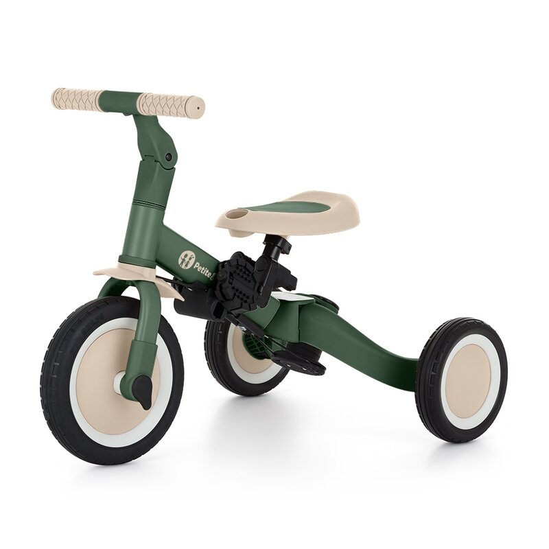Tricicleta, Petite&Mars, Turbo, 5 in 1, Multifunctionala, Vehicul de impins, Bicicleta cu/fara pedale, Cu maner detasabil, Roti din cauciuc, Pana la 25 kg, 1.5-5 ani, Verde