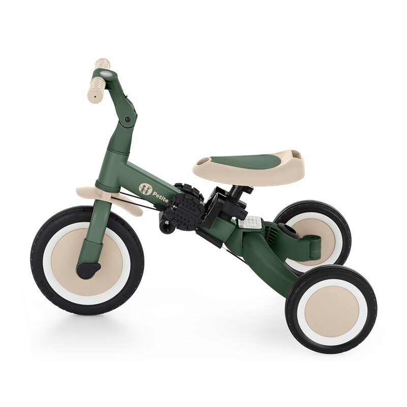 Tricicleta, Petite&Mars, Turbo, 5 in 1, Multifunctionala, Vehicul de impins, Bicicleta cu/fara pedale, Cu maner detasabil, Roti din cauciuc, Pana la 25 kg, 1.5-5 ani, Verde