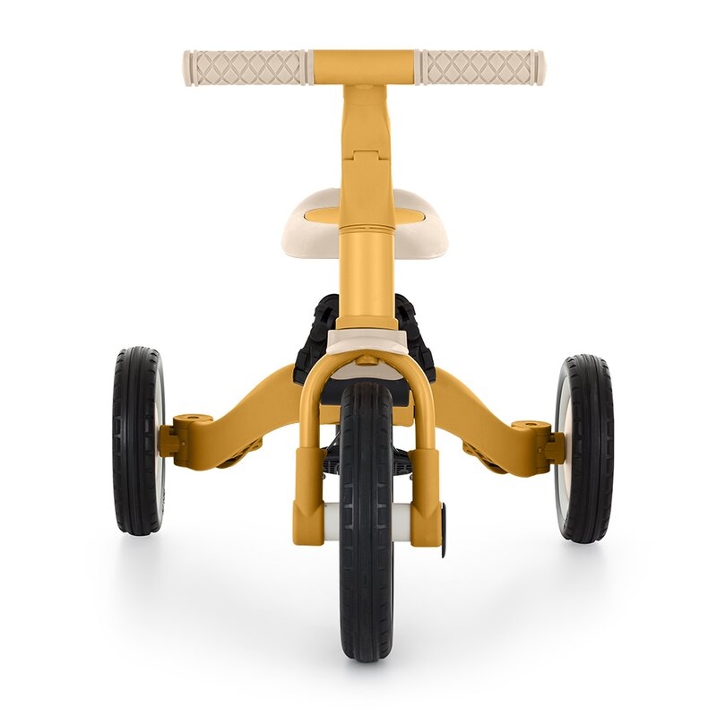 Tricicleta, Petite&Mars, Turbo, 5 in 1, Multifunctionala, Vehicul de impins, Bicicleta cu/fara pedale, Cu maner detasabil, Roti din cauciuc, Pana la 25 kg, 1.5-5 ani, Ocru
