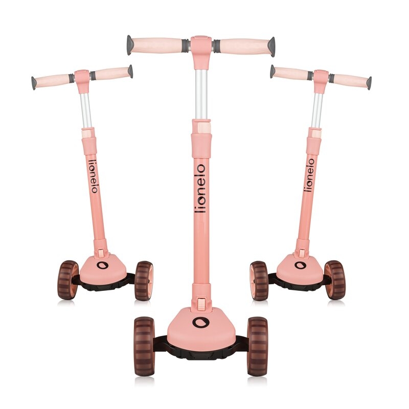 Trotineta, Lionelo, Franky, Multifunctionala, Pliabila, Pana la 50 kg, Bicicleta cu 3 roti si trotineta de echilibru, Ghidon reglabil, Sezut detasabil, Roti cu LED, Conform cu EN71, EN62115, 12 luni+, Roz