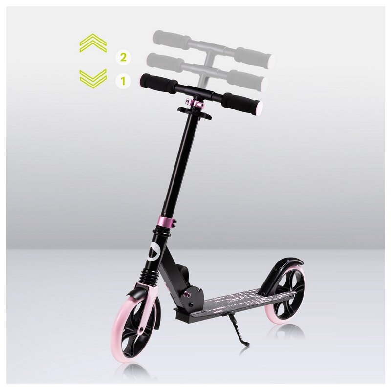 Trotineta, Lionelo, Luca, Pentru copii sau adulti, Ultrapliabila, Pana la 100 Kg, Conform cu standardul european de securitate EN14619, Roz