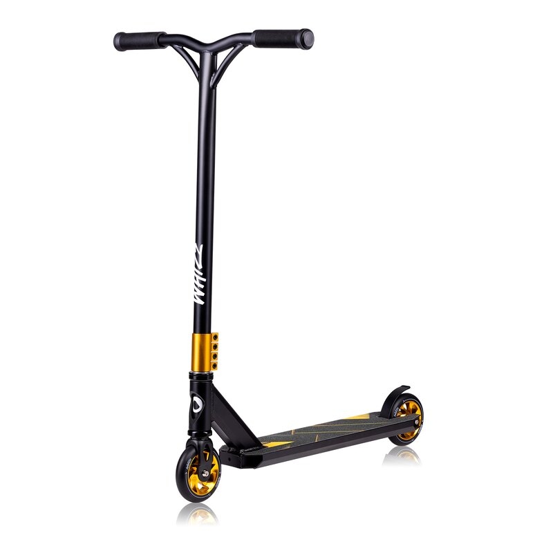 Trotineta, Lionelo, Whizz, Pentru Acrobatii, Rulmenti ABEC-9, Sistemul de compresie IHC 9, 20 - 100 kg, Conform cu standardul european de securitate EN14619, Galben/Negru