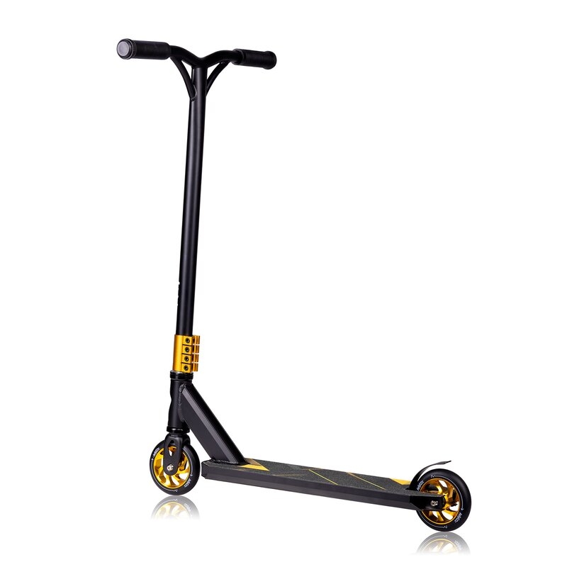 Trotineta, Lionelo, Whizz, Pentru Acrobatii, Rulmenti ABEC-9, Sistemul de compresie IHC 9, 20 - 100 kg, Conform cu standardul european de securitate EN14619, Galben/Negru