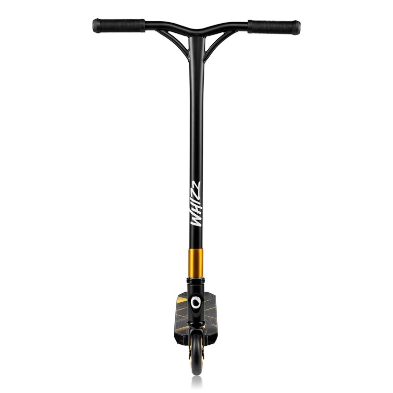 Trotineta, Lionelo, Whizz, Pentru Acrobatii, Rulmenti ABEC-9, Sistemul de compresie IHC 9, 20 - 100 kg, Conform cu standardul european de securitate EN14619, Galben/Negru