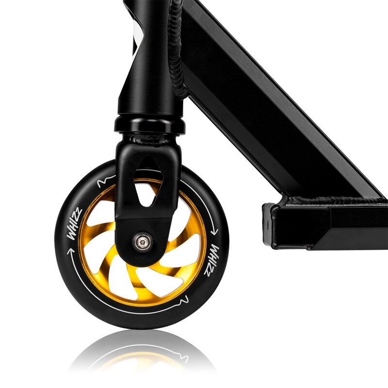 Trotineta, Lionelo, Whizz, Pentru Acrobatii, Rulmenti ABEC-9, Sistemul de compresie IHC 9, 20 - 100 kg, Conform cu standardul european de securitate EN14619, Galben/Negru
