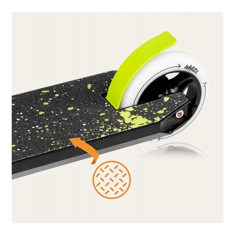 Trotineta, Lionelo, Whizz, Pentru Acrobatii, Rulmenti ABEC-9, Sistemul de compresie IHC 9, 20 - 100 kg, Conform cu standardul european de securitate EN14619, Verde/Negru