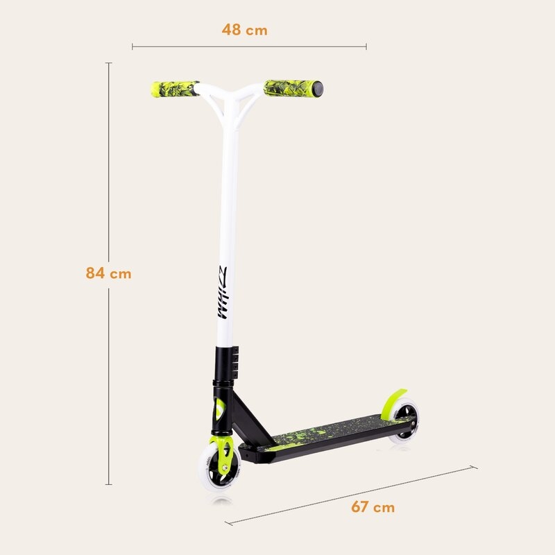 Trotineta, Lionelo, Whizz, Pentru Acrobatii, Rulmenti ABEC-9, Sistemul de compresie IHC 9, 20 - 100 kg, Conform cu standardul european de securitate EN14619, Verde/Negru