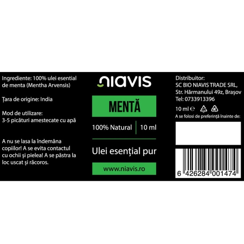 Ulei esential menta, 10 ml, Niavis