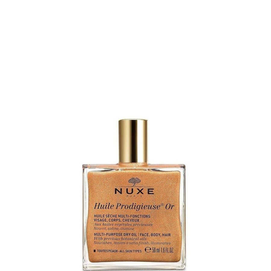 Ulei uscat cu particule stralucitoare pentru fata, corp si par Huile Prodigieuse Or, 50 ml, Nuxe