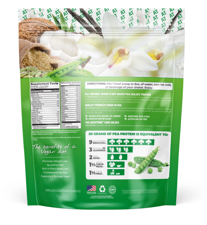 Vegan Protein cu aroma naturala de vanilie, 985.6 g, AboutTime