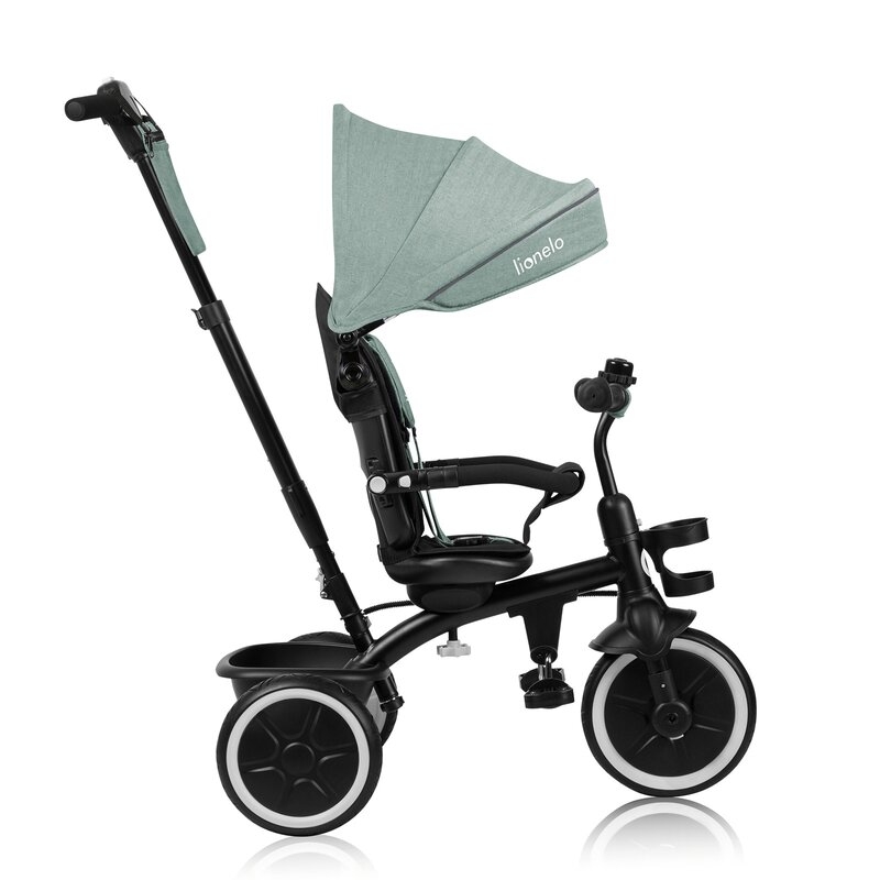 Tricicleta copii, Lionelo, Berry, 2 in 1, Multifunctionala, Suport picioare, Control al directiei, Scaun reversibil, Rotire 360 grade, Functie de roata libera, Utilizare pana la 5 ani, Constructie din otel, Conform cu standardul EN71, Verde