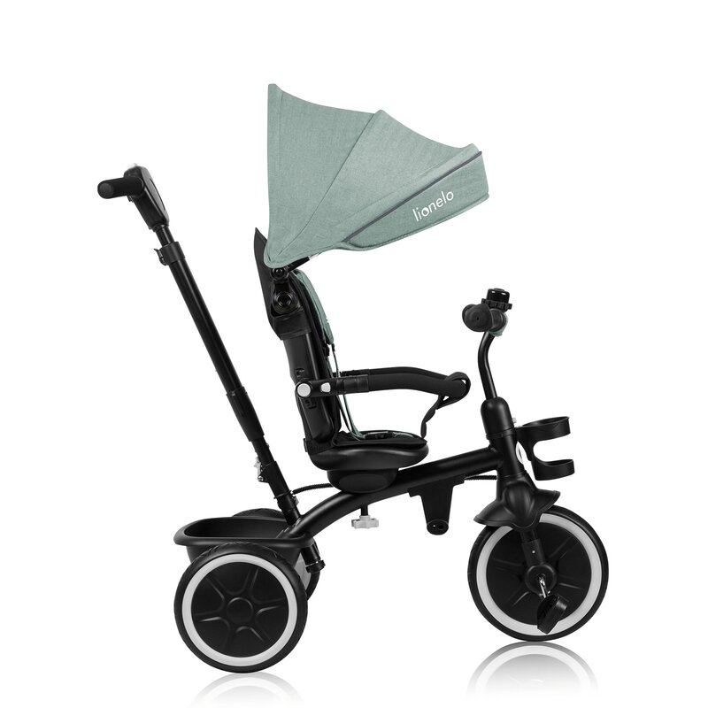 Tricicleta copii, Lionelo, Berry, 2 in 1, Multifunctionala, Suport picioare, Control al directiei, Scaun reversibil, Rotire 360 grade, Functie de roata libera, Utilizare pana la 5 ani, Constructie din otel, Conform cu standardul EN71, Verde