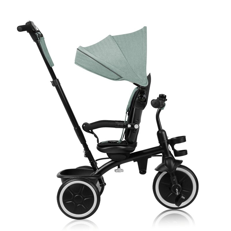 Tricicleta copii, Lionelo, Berry, 2 in 1, Multifunctionala, Suport picioare, Control al directiei, Scaun reversibil, Rotire 360 grade, Functie de roata libera, Utilizare pana la 5 ani, Constructie din otel, Conform cu standardul EN71, Verde