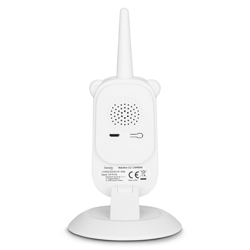 Video monitor, Lionelo, Babyline 3.2, Full HD, Comunicare bidirectionala, 2.8 inch, Cu sunete si mod de noapte, Cu 5 niveluri de detectare a sunetului, Alb